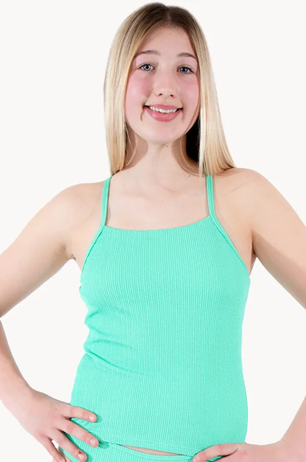 Base Swim Girls Textured Scoop Tankini Separate