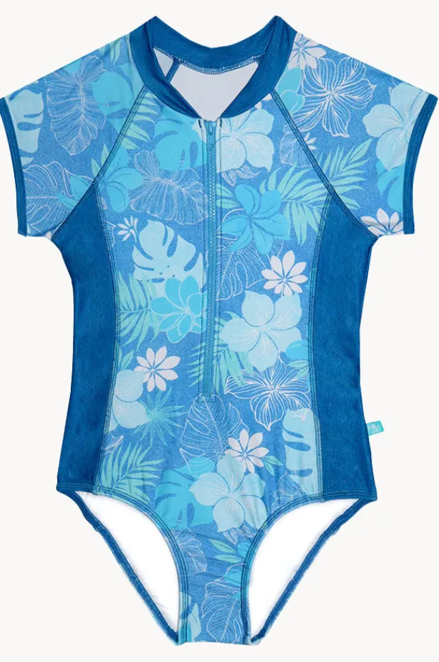 Salty Ink Girls Tropicana Short Sleeve Sunsuit