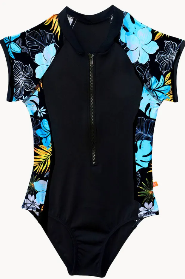 Salty Ink Girls Tropicana Short Sleeve Sunsuit