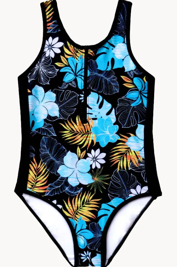 Salty Ink Girls Tropicana Zip One Piece