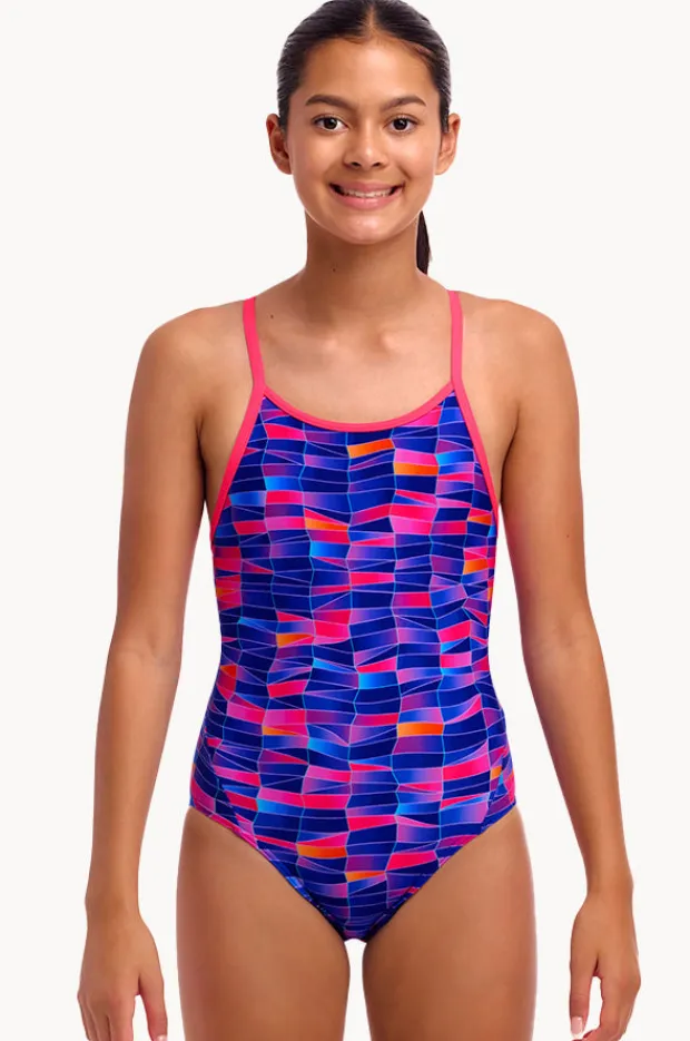 Funkita Girls Warped Waves Diamond Back One Piece