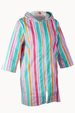 Women Back Beach Co Hawaiian Stripe Hooded Towel Robe S/M