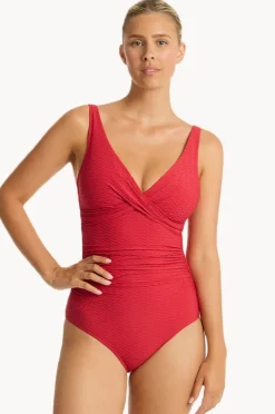 Women Sea Level Honeycomb Cross Front One Piece