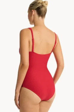 Women Sea Level Honeycomb Cross Front One Piece