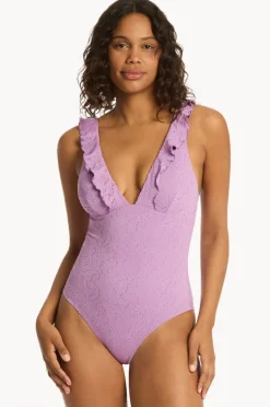 Women Sea Level Interlace Frill One Piece