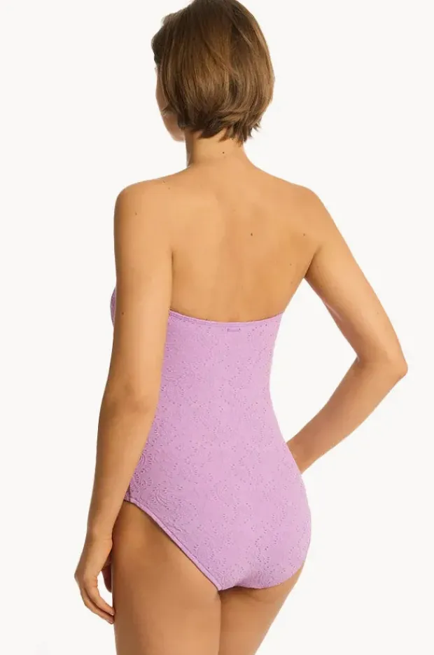 Women Sea Level Interlace Seamless Bandeau One Piece
