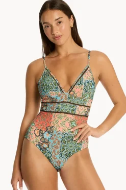 Women Sea Level Java Cross Back Tri One Piece