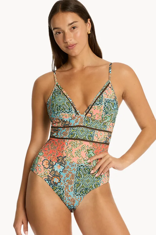 Women Sea Level Java Cross Back Tri One Piece