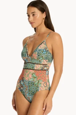 Women Sea Level Java Cross Back Tri One Piece