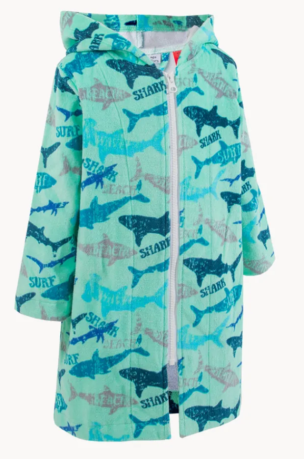 BOY Back Beach Co Kids Sharky Hooded Towelling Robe 5-7Y