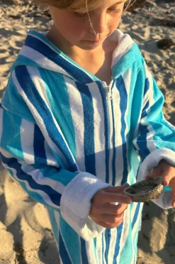 BOY Back Beach Co Kids Stripe Hooded Towelling Robe 5-7Y