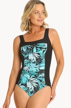 Women Jantzen Leaf Square Neck One Piece