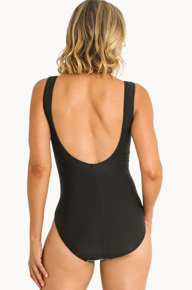 Women Jantzen Leaf Square Neck One Piece