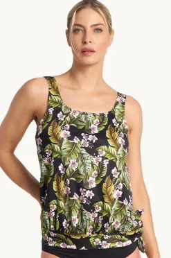 Women Poolproof Leafique Scoop Blouson Tankini Separate