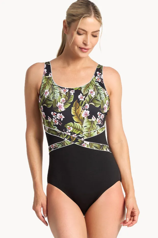 Women Poolproof Leafique Splice One Piece