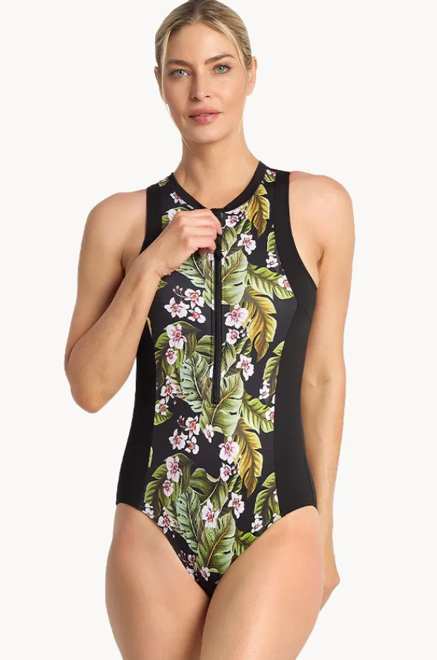 Women Poolproof Leafique Zip One Piece