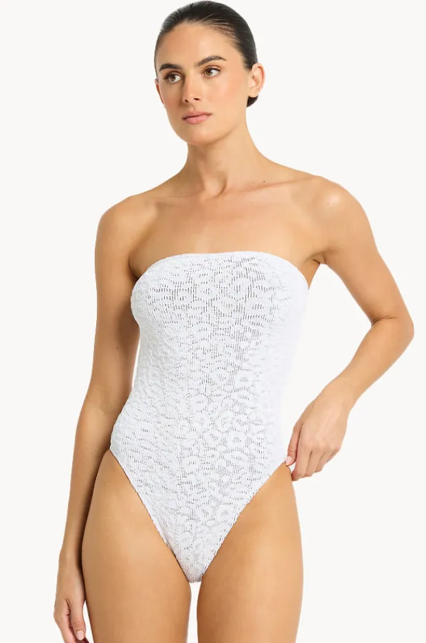 Women Bond-eye Leopard Fane Bandeau One Piece