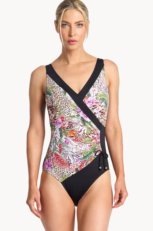 Women Jantzen Lilymaze DD/E Cup Gathered Surplice One Piece