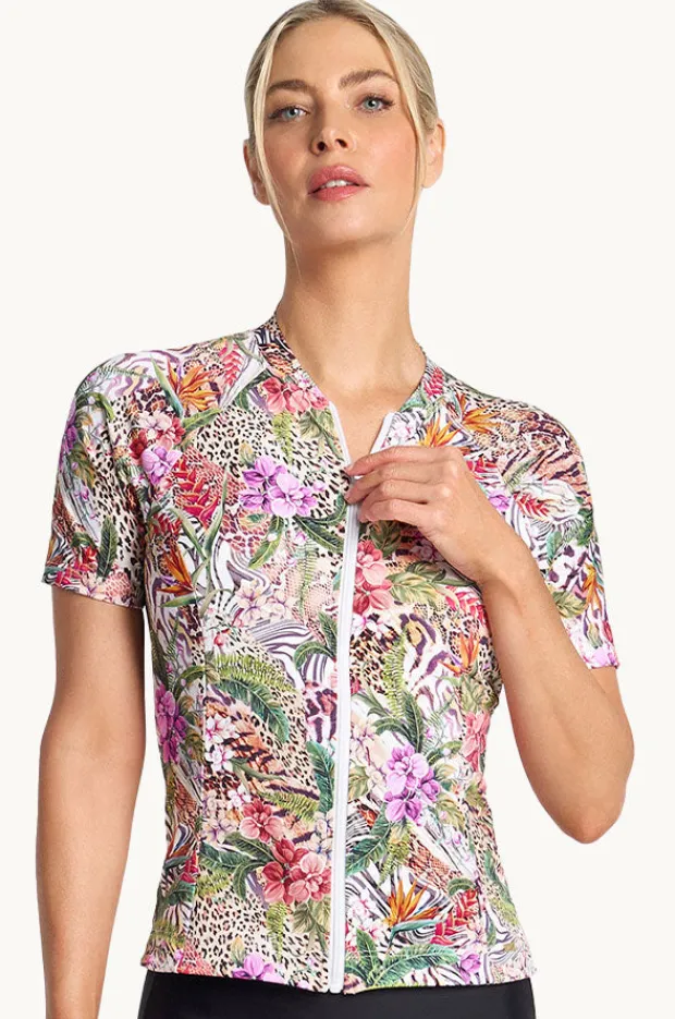 Women Jantzen Lilymaze Short Sleeve Suntop