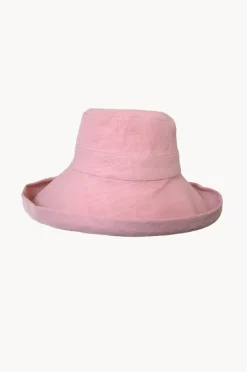 Women Cherry Red Linen Wide Brim Bucket Hat