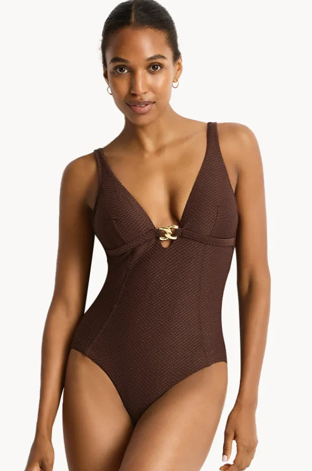 Women Sea Level Luminara Chain Link Longline One Piece
