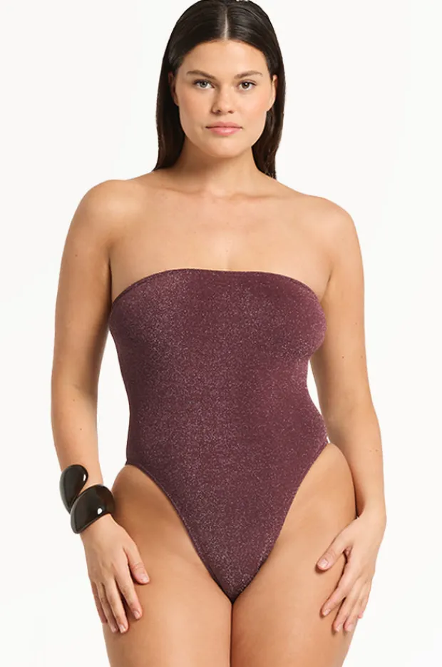 Women Bond-eye Lurex Fane Bandeau One Piece