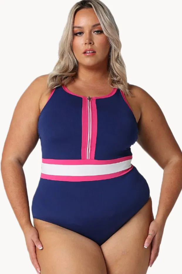 Women Capriosca Luxe Sport Zip High Neck One Piece