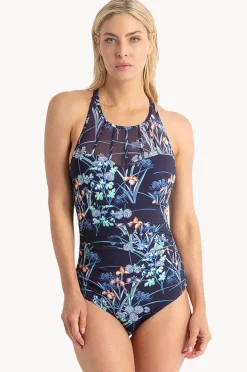 Women Jantzen Maja High Neck Cross Strap One Piece