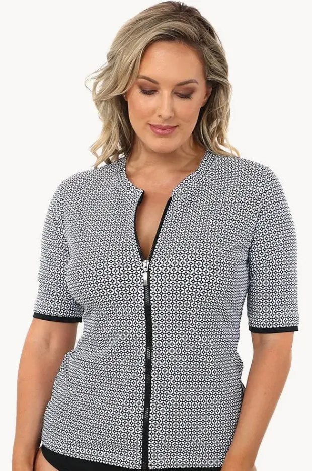 Women Babes In The Shade Mamiko Short Sleeve Zip Suntop