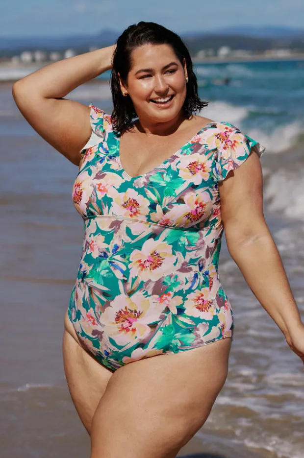 Women Capriosca Maui Frill Sleeve V Neck One Piece