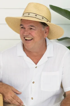 Sundaise Mens Palm Band Panama Hat