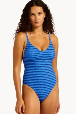Women Seafolly Mesh Effect V Neck One Piece