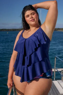 Women Capriosca Metallic Tiered Frill Tankini Separate