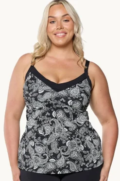 Women Capriosca Mono Paisley DD/E Cup Underwire Tankini Separate