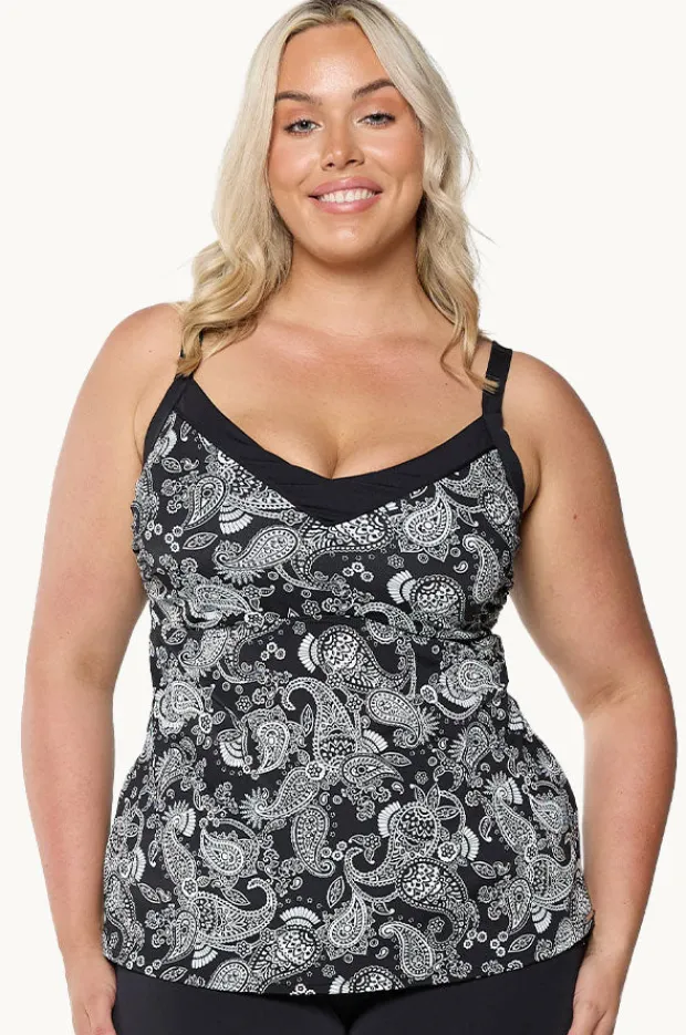 Women Capriosca Mono Paisley DD/E Cup Underwire Tankini Separate