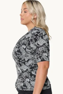 Women Capriosca Mono Paisley Short Sleeve Suntop