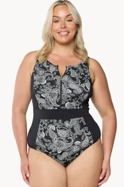 Women Capriosca Mono Paisley Zip High Neck One Piece