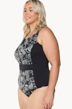 Women Capriosca Mono Paisley Zip High Neck One Piece