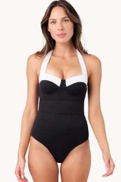 Women Une Piece Monochrome Texture Bustier Balconette One Piece