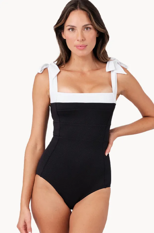 Women Une Piece Monochrome Texture Classic Square Neck One Piece