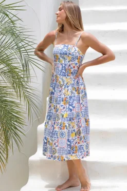 Women Go Girl Moroccan Tiles Ellie Midi Dress