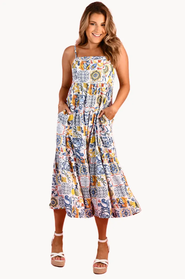 Women Go Girl Moroccan Tiles Ellie Midi Dress