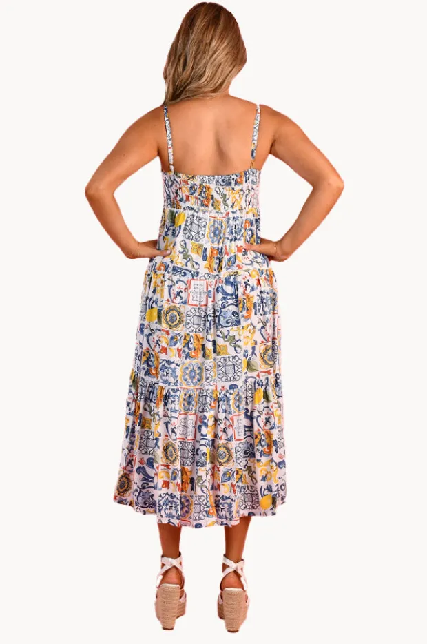 Women Go Girl Moroccan Tiles Ellie Midi Dress