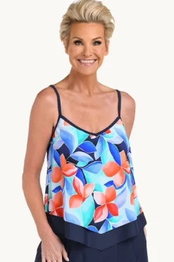 Women Maxine Mosaic Leaves Flutter Tankini Separate