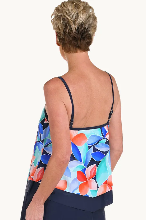 Women Maxine Mosaic Leaves Flutter Tankini Separate