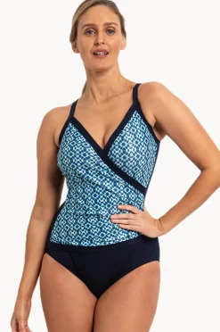 Women Poolproof Ocean Diagonal Drape One Piece