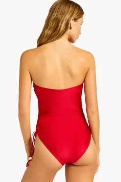 Women Seafolly Palermo DD Cup Drawstring Bandeau One Piece
