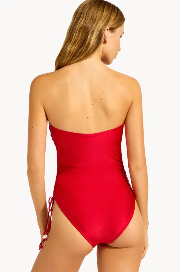 Women Seafolly Palermo DD Cup Drawstring Bandeau One Piece