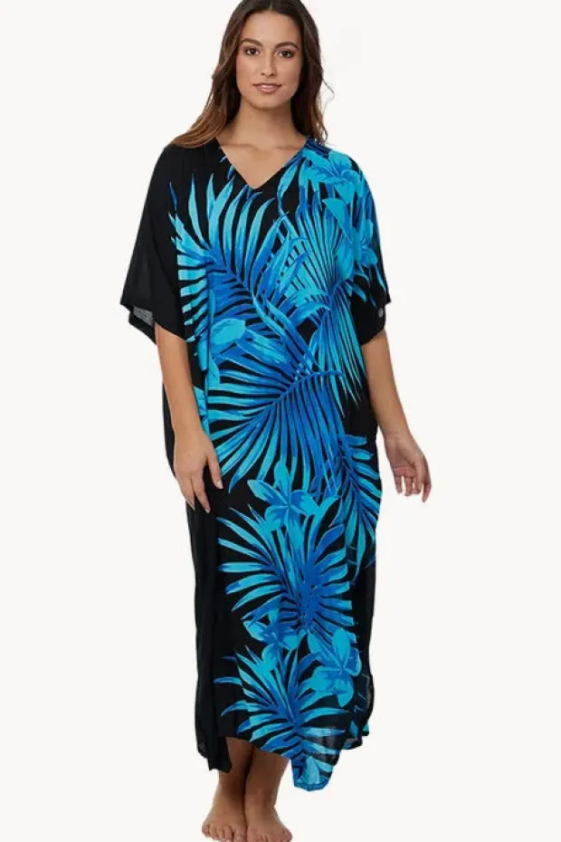Women Sundrenched Palm Frond Long Kaftan