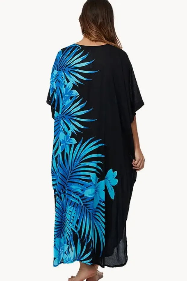 Women Sundrenched Palm Frond Long Kaftan